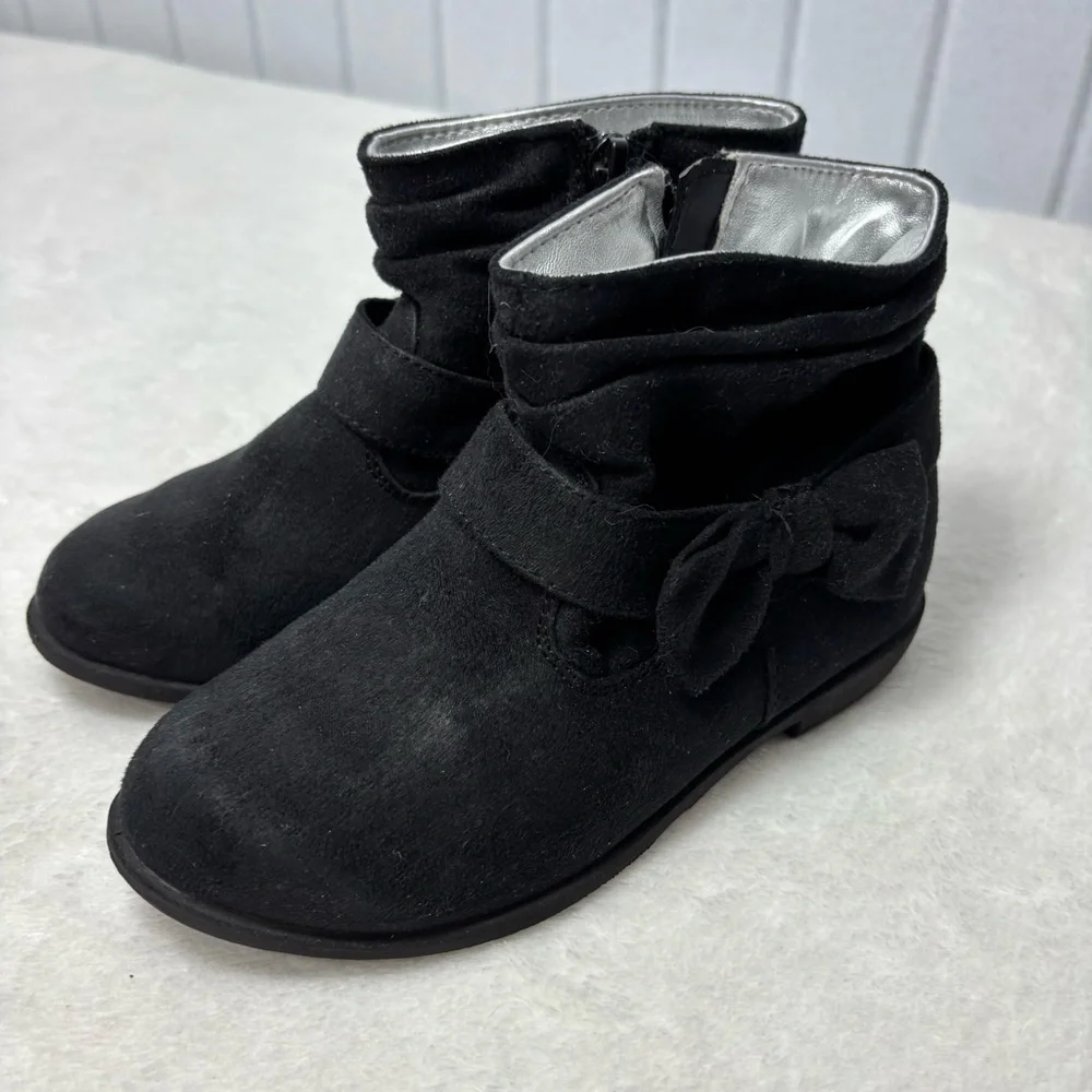 H&M Black Kids Boots with Bow‎ Accent Size 9.5 Toddler